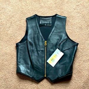 Size Medium leather vest with fabric back
